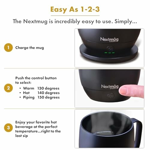 Nextmug instructions for charging and setting temperature.